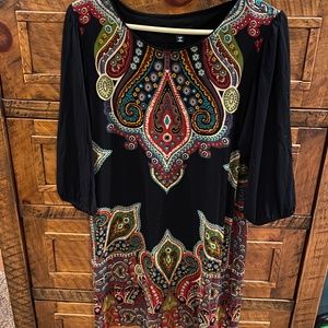 Black multicolor paisley print boho dress